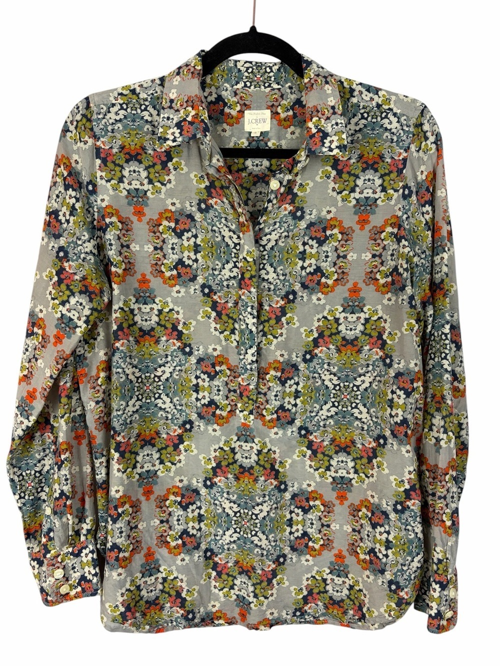 J.Crew Collection Floral Silk Cotton Popover Blouse Size Small Liberty Print